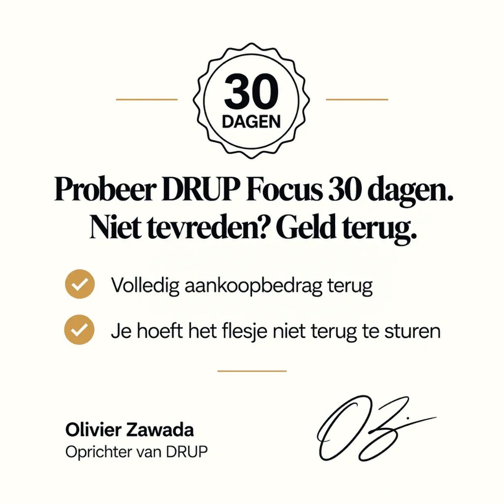 30 dagen geld-terug-garantie voor DRUP Focus