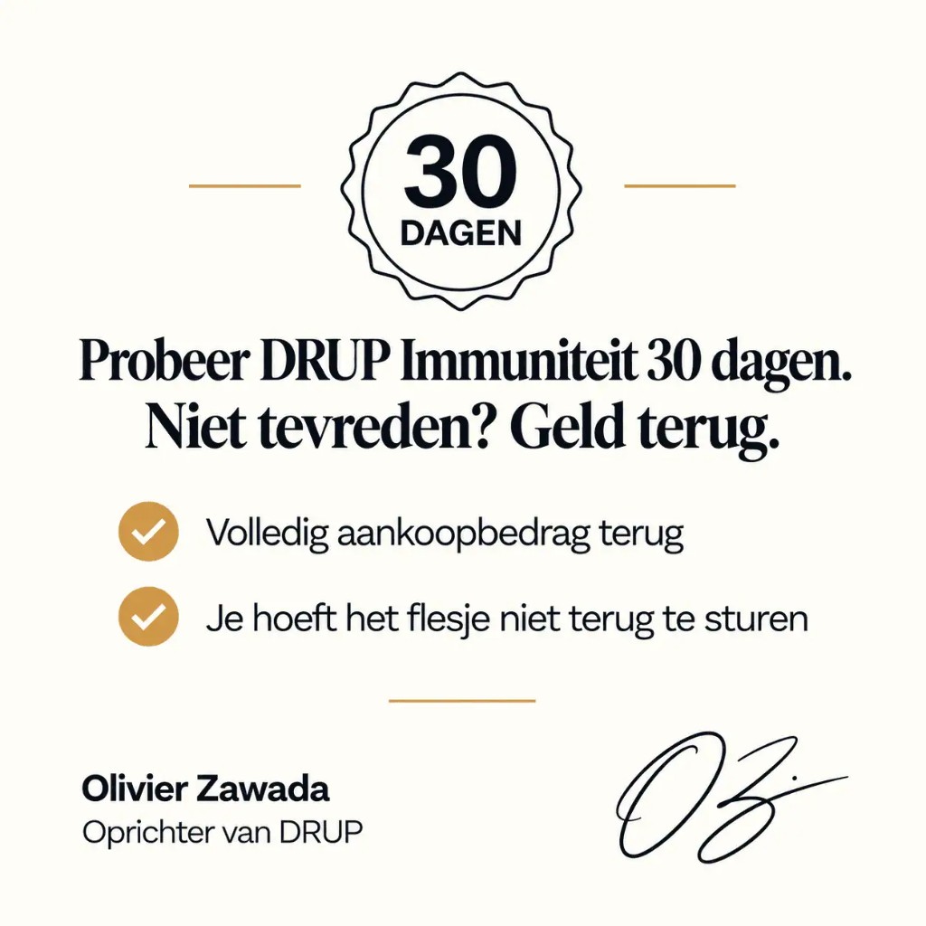 30 dagen geld-terug-garantie voor DRUP Immuniteit